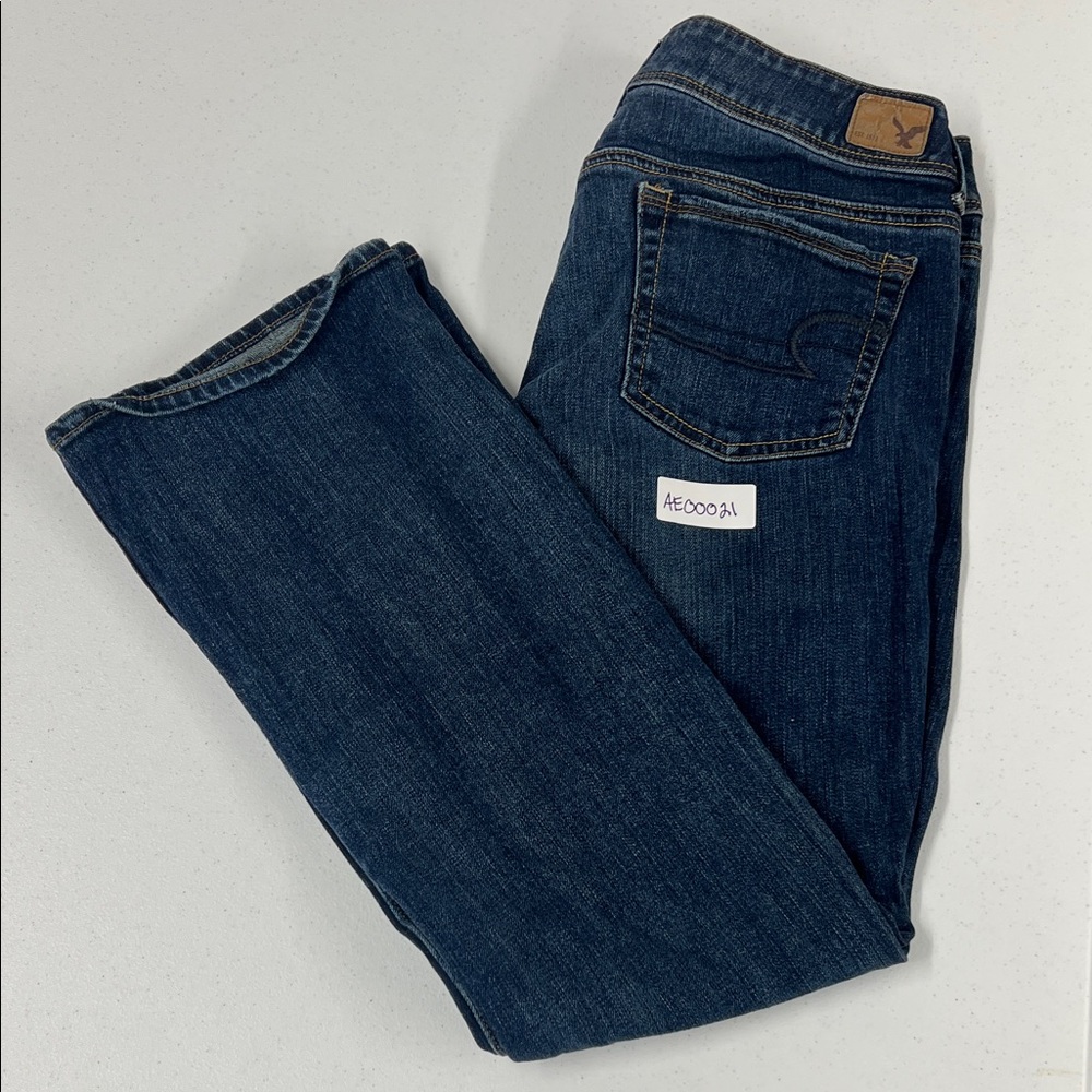 American Eagle Outfitters Dark Blue Straight Leg Jeans Size 8 Short